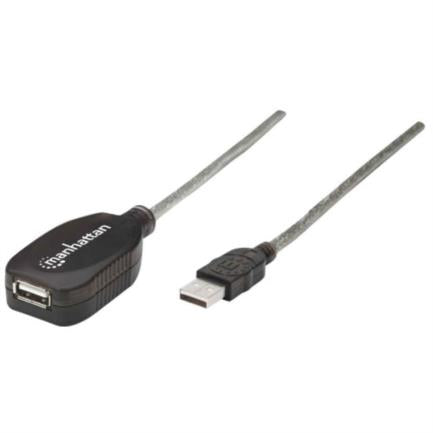 MANHATTAN - Cable Manhattan Extensión Activa USB-A 2.0 Alta Velocidad 5m Color Plata