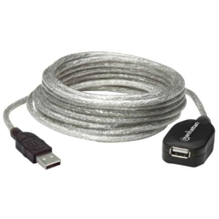 MANHATTAN - Cable Manhattan Extensión Activa USB-A 2.0 Alta Velocidad 5m Color Plata