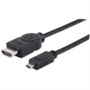 MANHATTAN - Cable Manhattan HDMI 1.4 M-Micro M Alta Velocidad Canal Ethernet 2m Color Negro