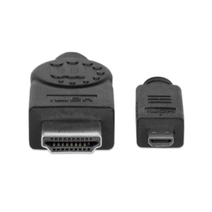 MANHATTAN - Cable Manhattan HDMI 1.4 M-Micro M Alta Velocidad Canal Ethernet 2m Color Negro
