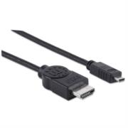 MANHATTAN - Cable Manhattan HDMI 1.4 M-Micro M Alta Velocidad Canal Ethernet 2m Color Negro