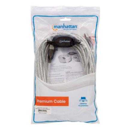 MANHATTAN - Cable Manhattan Extensión Activa USB Alta Velocidad A-B 11m Color Plata