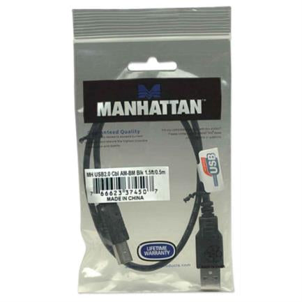 MANHATTAN - Cable Manhattan USB-B 2.0 Alta Velocidad 0.5m Color Negro