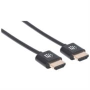 MANHATTAN - Cable Manhattan HDMI M-M Ultra Delgado Alta Velocidad con Ethernet 1.8m Color Negro