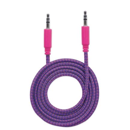 MANHATTAN - Cable Manhattan Audio Estéreo con Recubrimiento Textil 3.5mm 1m Color Rosa-Morado
