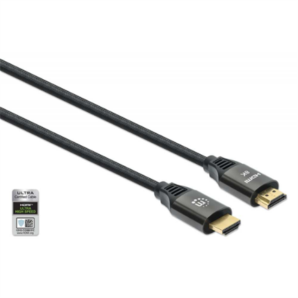 MANHATTAN - Cable Manhattan HDMI Certificado Ultra Alta Velocidad 8K a 60Hz/4K a 120Hz C/Ethernet 1m Color Negro
