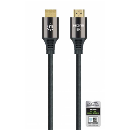 MANHATTAN - Cable Manhattan HDMI Certificado Ultra Alta Velocidad 8K a 60Hz/4K a 120Hz C/Ethernet 1m Color Negro