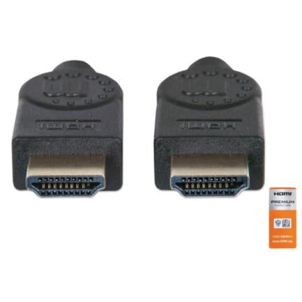 MANHATTAN - Cable Manhattan HDMI Alta Velocidad con Canal Ethernet Premium 1m Color Negro