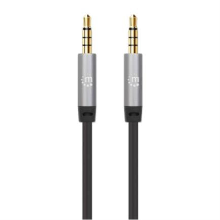 MANHATTAN - Cable Manhattan Auxiliar Audio Estéreo 3.5mm 5m Color Negro-Plata