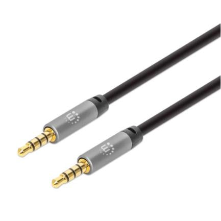 MANHATTAN - Cable Manhattan Auxiliar Audio Estéreo 3.5mm 5m Color Negro-Plata