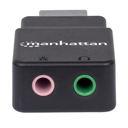 MANHATTAN - Adaptador Manhattan Sonido Estéreo USB Alta Velocidad a Puertos 3.5mm Color Negro
