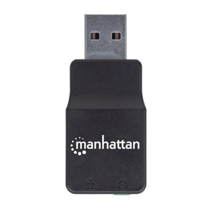 MANHATTAN - Adaptador Manhattan Sonido Estéreo USB Alta Velocidad a Puertos 3.5mm Color Negro