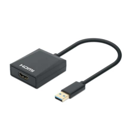 MANHATTAN - Adaptador Manhattan USB 3.2 Gen 1 Tipo-A Macho a HDMI Hembra 1080p Color Negro