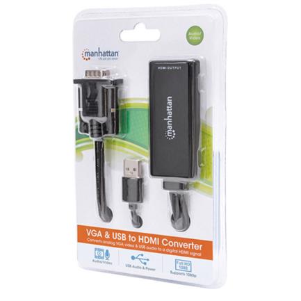 MANHATTAN - Convertidor Manhattan Video SVGA+Audio USB a HDMI Color Negro