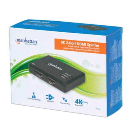 MANHATTAN - Video Splitter Manhattan HDMI 2 Puertos UHD TV 4k/30Hz Color Negro