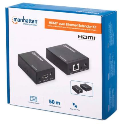 MANHATTAN - Extensor Manhattan Video HDMI sobre Ethernet Vía Cat 6 1080p 50m Color Negro