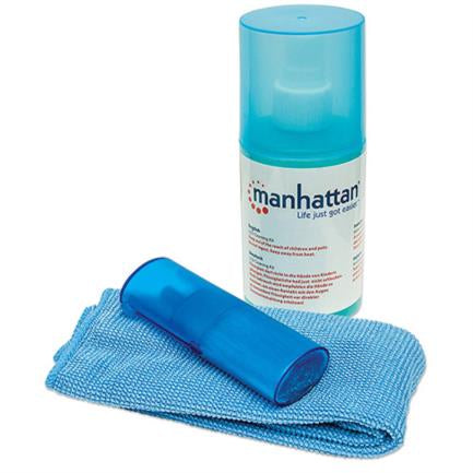 MANHATTAN - Kit Limpieza Manhattan para LCD Solución 200ml Paño y Brocha