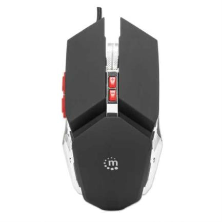 MANHATTAN - Mouse Manhattan Gaming Óptico LED 3200 dpi 7 Botones Color Negro-Plata