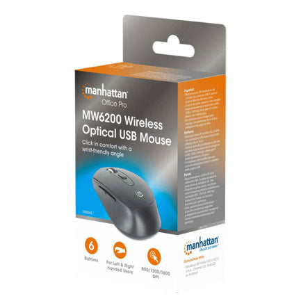 MANHATTAN - Mouse Manhattan Optico Inalambrico 6 botones 2.4G Negro