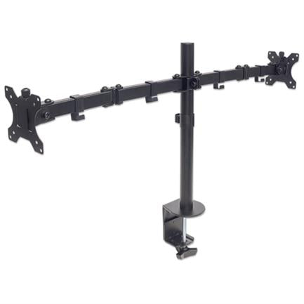 MANHATTAN - Soporte Monitor Manhattan Universal para 2 Monitores 13" a 32" Brazos Doble Articulación Color Negro