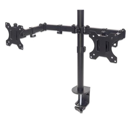 MANHATTAN - Soporte Monitor Manhattan Universal para 2 Monitores 13" a 32" Brazos Doble Articulación Color Negro