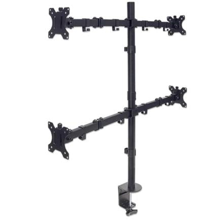 MANHATTAN - Soporte Monitor Manhattan para 4 Monitores 13" a 32" Escritorio Brazos Doble Articulación Color Negro