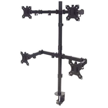 MANHATTAN - Soporte Monitor Manhattan para 4 Monitores 13" a 32" Escritorio Brazos Doble Articulación Color Negro