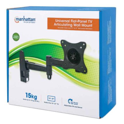 MANHATTAN - Soporte Monitor Manhattan Pared Movimiento Articulado Pantalla Plana 13" a 27" Máximo 15 Kg
