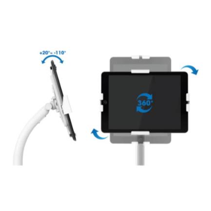 MANHATTAN - Soporte de Suelo Manhattan Antirrobo para Tablet/iPad 7.9" a 11" Altura 790 a 1190mm Color Blanco