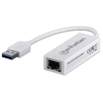 MANHATTAN - Adaptador Manhattan Fast Ethernet USB 2.0 Alta Velocidad 10/100 Color Blanco