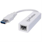 MANHATTAN - Adaptador Manhattan Súper Velocidad USB 3.0 a RJ-45 GB Ethernet Color Blanco