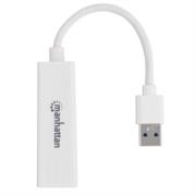 MANHATTAN - Adaptador Manhattan Súper Velocidad USB 3.0 a RJ-45 GB Ethernet Color Blanco