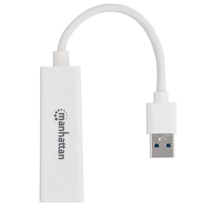MANHATTAN - Adaptador Manhattan Súper Velocidad USB 3.0 a RJ-45 GB Ethernet Color Blanco