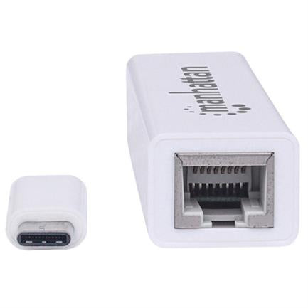 MANHATTAN - Adaptador Manhattan USB C 3.1 a Red Gigabit 10/100/1000 Mbps Color Blanco