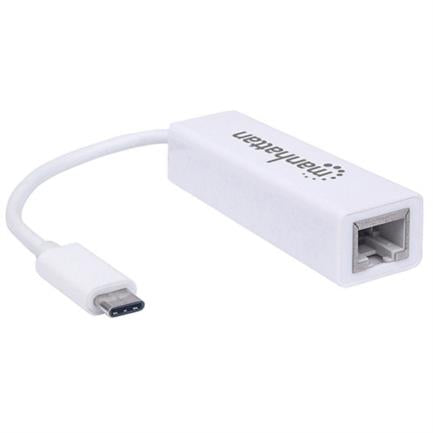 MANHATTAN - Adaptador Manhattan USB C 3.1 a Red Gigabit 10/100/1000 Mbps Color Blanco