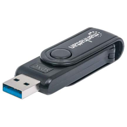 MANHATTAN - Mini Lector Manhattan Grabador Externo de Tarjetas USB 3.0 Súper Velocidad 24 en 1 Portátil