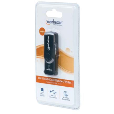 MANHATTAN - Mini Lector Manhattan Grabador Externo de Tarjetas USB 3.0 Súper Velocidad 24 en 1 Portátil