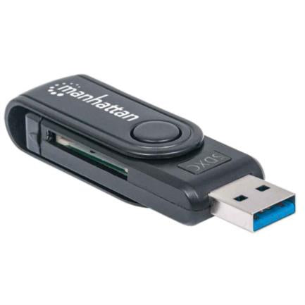 MANHATTAN - Mini Lector Manhattan Grabador Externo de Tarjetas USB 3.0 Súper Velocidad 24 en 1 Portátil