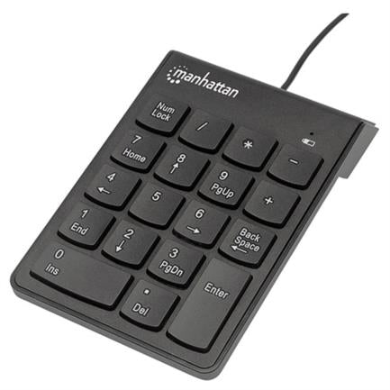 MANHATTAN - Teclado Numérico Manhattan Alámbrico USB 18 Teclas Color Negro