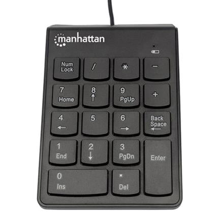 MANHATTAN - Teclado Numérico Manhattan Alámbrico USB 18 Teclas Color Negro