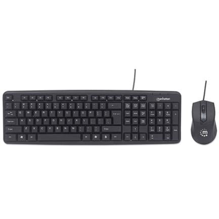 MANHATTAN - Kit Teclado y Mouse Manhattan Óptico Cableado 1000 ppp Color Negro