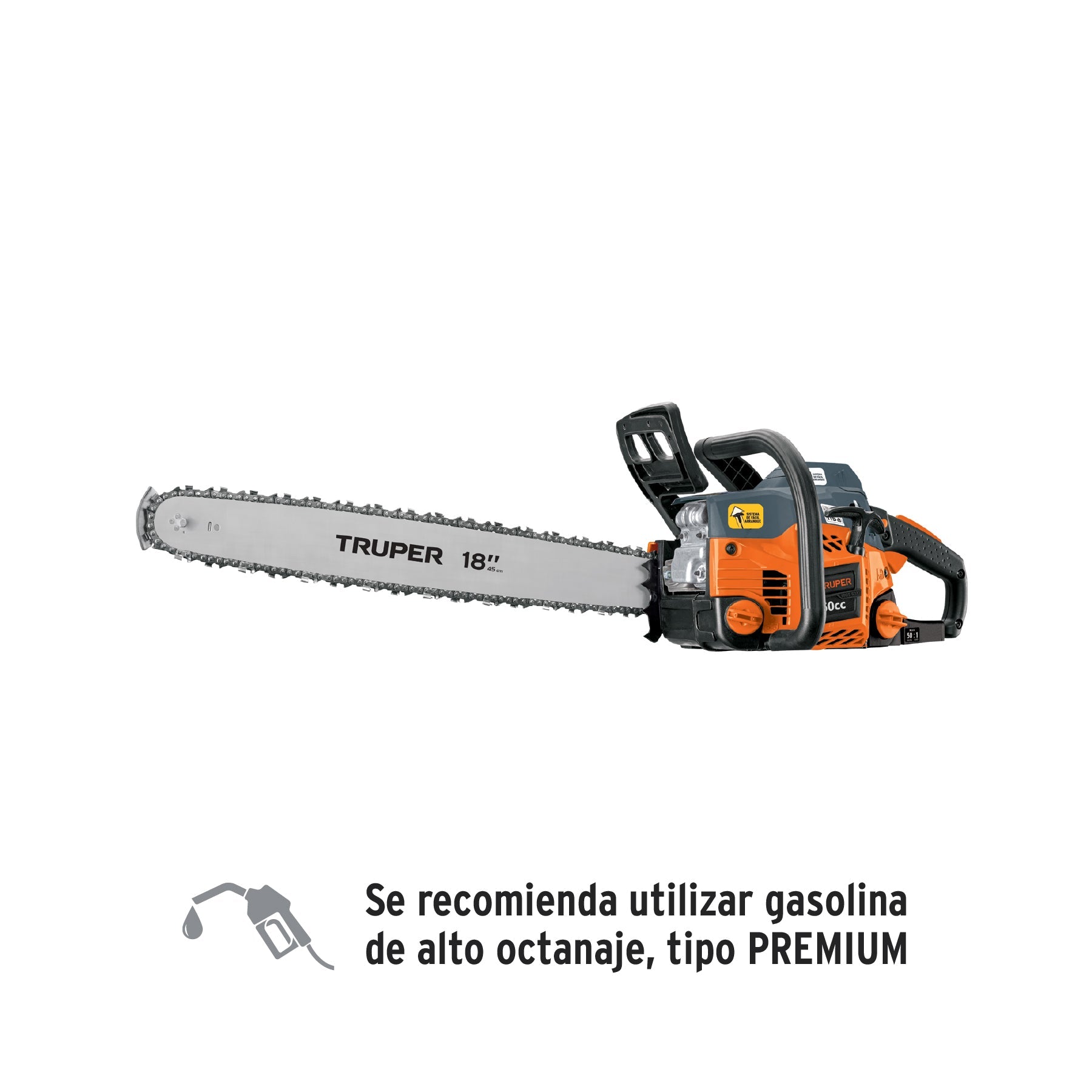 Motosierra 50 cc a gasolina con barra de 18', Truper