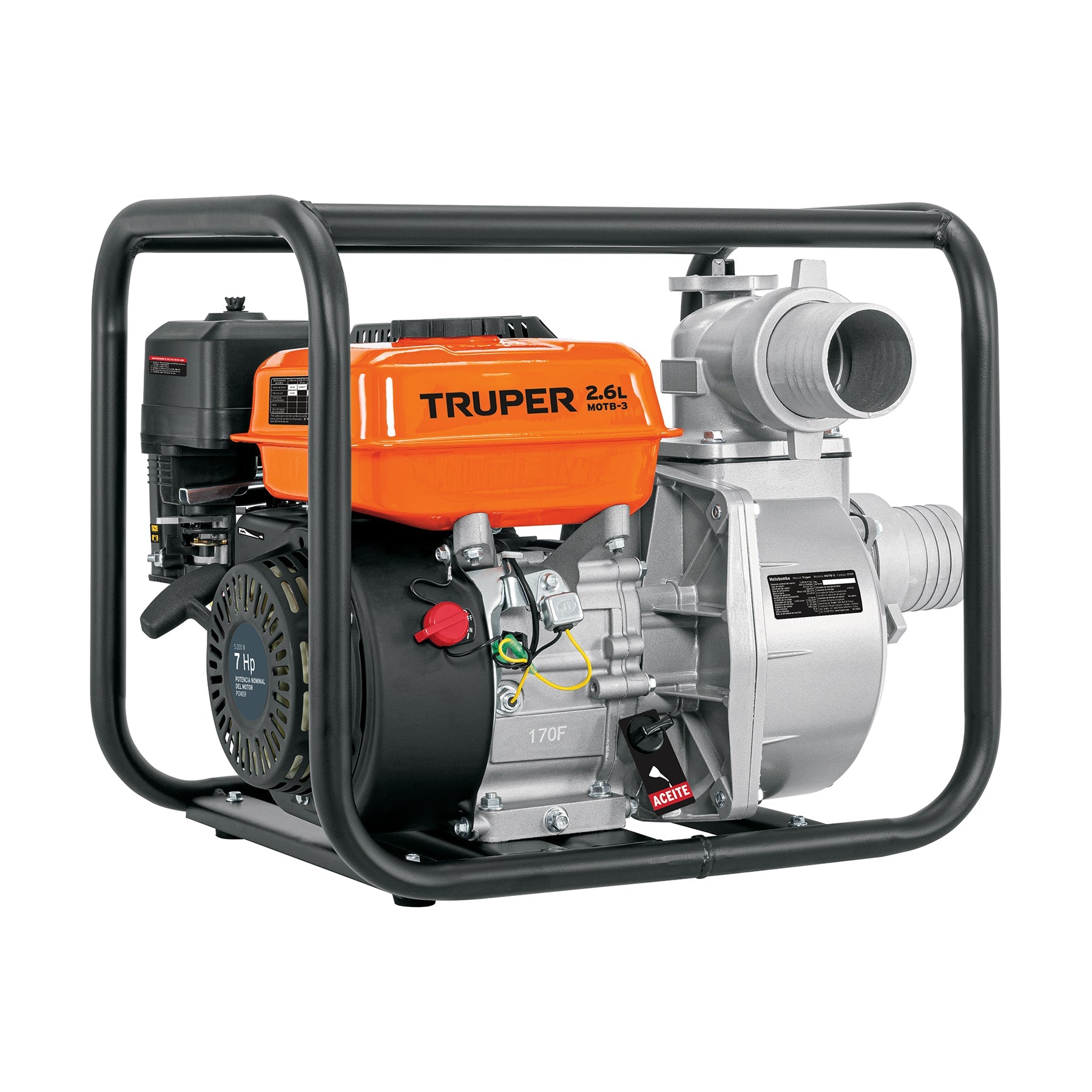 Motobomba autocebante 3'x3', gasolina 7HP, agricola, TRUPER