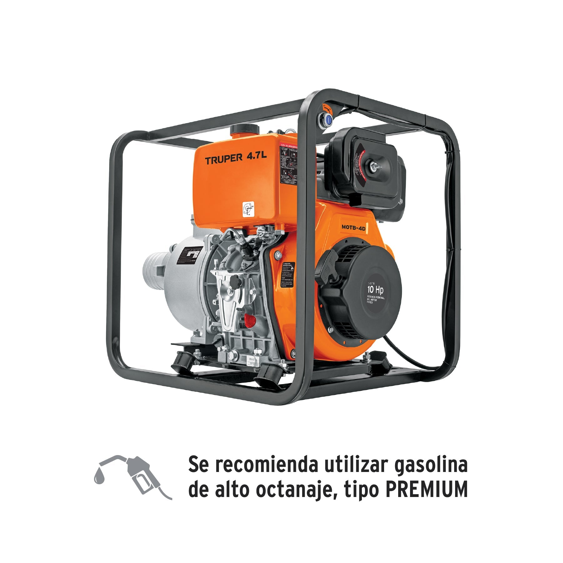 Motobomba autocebante 4'x4', diesel 10HP, agricola, TRUPER