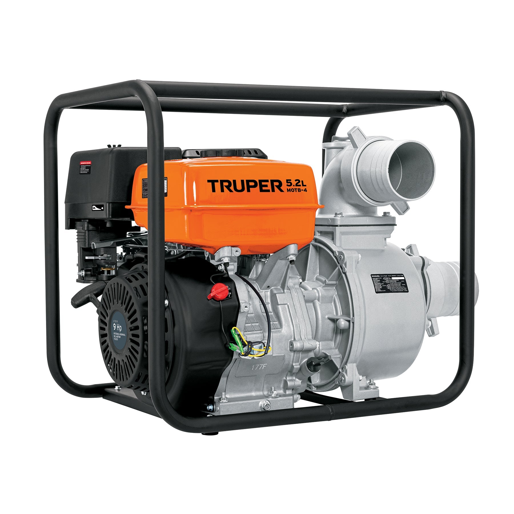 Motobomba autocebante 4'x4', gasolina 9HP, agricola, TRUPER