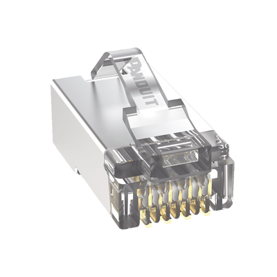 PANDUIT - Plug RJ45 Cat5e Blindado, Para Cable UTP de Calibres 24-26 AWG, Chapado en Oro de 50 Micras, Paquete de 100 Piezas