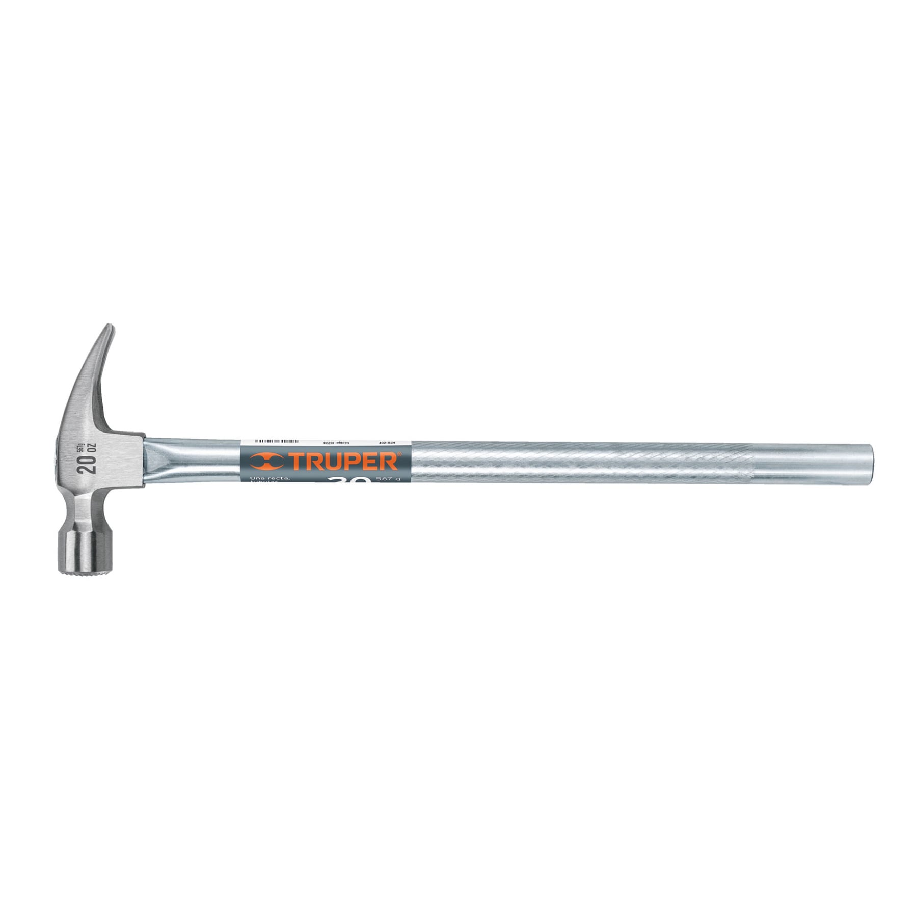 Martillo tubular pulido 20oz cara fresada, u–a recta, Truper