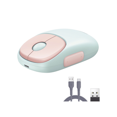 UGREEN - Mouse Inalámbrico FUN | Recargable| 2.4G & Bluetooth | 4 Niveles de DPI | Silencioso | Ergonómico | 5 Botones | Compatible con Windows, macOS 10.5, Android iOS Linux y Chrome OS | Color Rosa.