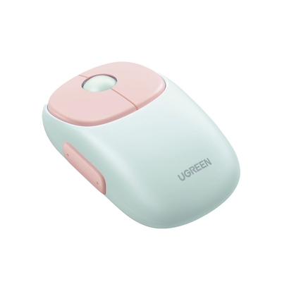 UGREEN - Mouse Inalámbrico FUN | Recargable| 2.4G & Bluetooth | 4 Niveles de DPI | Silencioso | Ergonómico | 5 Botones | Compatible con Windows, macOS 10.5, Android iOS Linux y Chrome OS | Color Rosa.