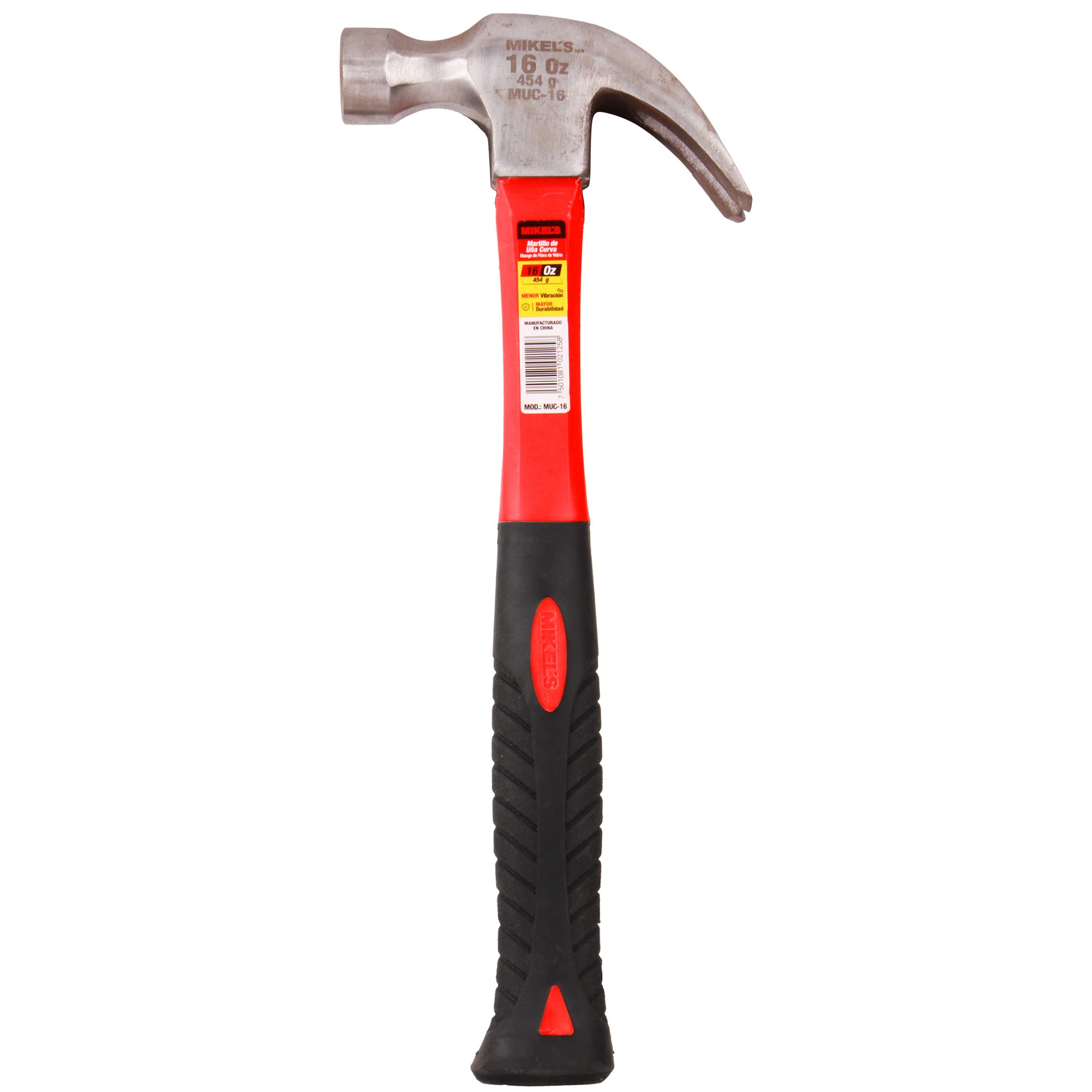 Martillo de uña curva, mango de fibra de vidrio (16 oz)